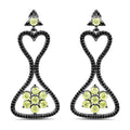 6.93 Carat Genuine Peridot and Black Spinel .925 Sterling Silver Earrings