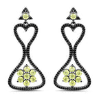 6.93 Carat Genuine Peridot and Black Spinel .925 Sterling Silver Earrings