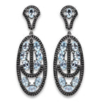 13.80 Carat Genuine Blue Topaz and Black Spinel .925 Sterling Silver Earrings