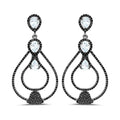 8.81 Carat Genuine Blue Topaz and Black Spinel .925 Sterling Silver Earrings