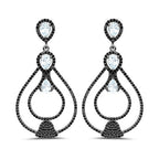 8.81 Carat Genuine Blue Topaz and Black Spinel .925 Sterling Silver Earrings