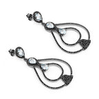 8.81 Carat Genuine Blue Topaz and Black Spinel .925 Sterling Silver Earrings