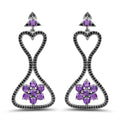 6.31 Carat Genuine Amethyst & Black Spinel .925 Sterling Silver Earrings