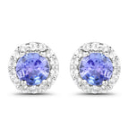 3.77 Carat Genuine Tanzanite and White Topaz .925 Sterling Silver 3 Piece Jewelry Set (Ring, Earrings, and Pendant w/ Chain)