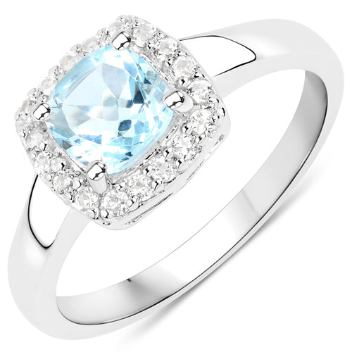 4.62 Carat Genuine Blue Topaz and White Topaz .925 Sterling Silver 3 Piece Jewelry Set (Ring, Earrings, and Pendant with Chain)