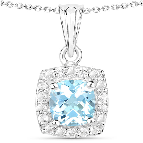 4.62 Carat Genuine Blue Topaz and White Topaz .925 Sterling Silver 3 Piece Jewelry Set (Ring, Earrings, and Pendant with Chain)