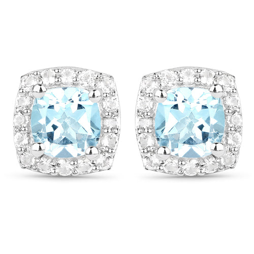 4.62 Carat Genuine Blue Topaz and White Topaz .925 Sterling Silver 3 Piece Jewelry Set (Ring, Earrings, and Pendant with Chain)