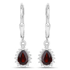 1.88 Carat Genuine Garnet and White Topaz .925 Sterling Silver Jewelry Set