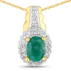 1.71 Carat Dyed Emerald and White Topaz .925 Sterling Silver Jewelry Set