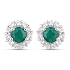 1.81 Carat Dyed Emerald and White Topaz .925 Sterling Silver Jewelry Set