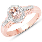 1.98 Carat Genuine Morganite and White Topaz .925 Sterling Silver 3 Piece Jewelry Set (Ring, Earrings, and Pendant w/ Chain)