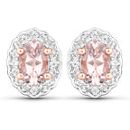 1.98 Carat Genuine Morganite and White Topaz .925 Sterling Silver 3 Piece Jewelry Set (Ring, Earrings, and Pendant w/ Chain)