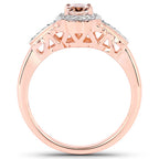 1.98 Carat Genuine Morganite and White Topaz .925 Sterling Silver 3 Piece Jewelry Set (Ring, Earrings, and Pendant w/ Chain)